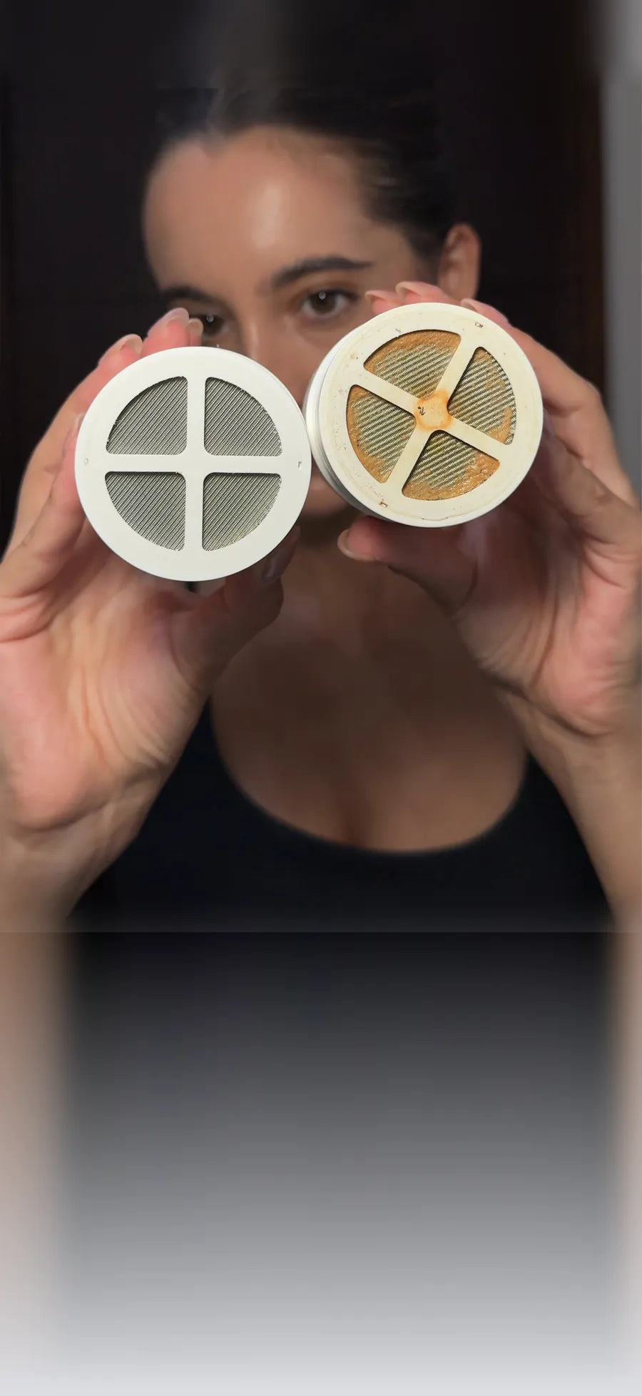 Filtro nuevo comparado con un filtro tras 90 días de uso